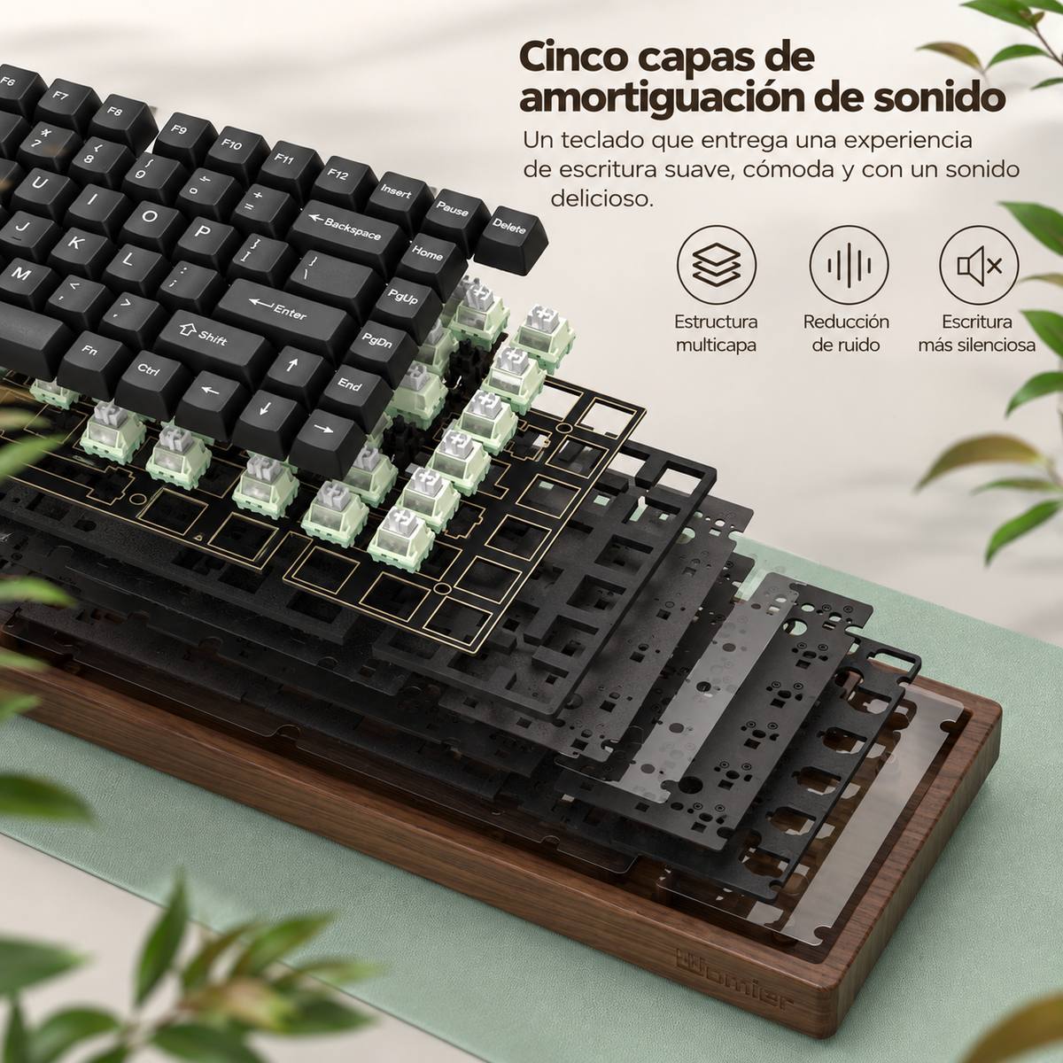 Teclado Mecánico Womier WD75 V2 Retro 75% – Madera de Nogal | VIA | Triple Conexión