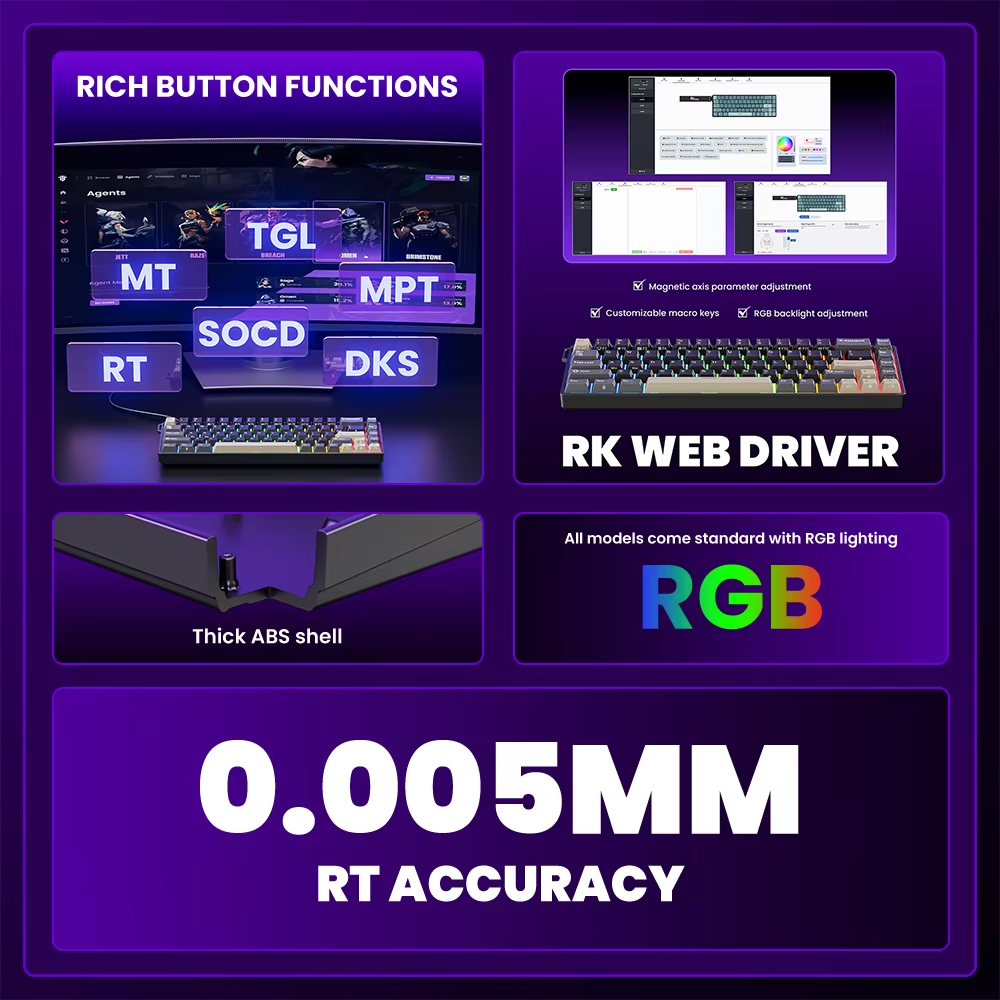 Teclado Mecánico Magnético ROYAL KLUDGE RK68 HE Spanish Phantom