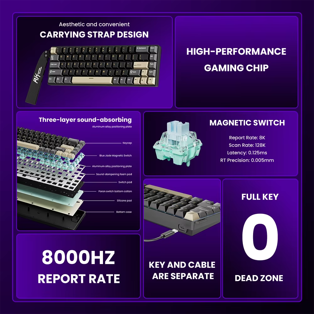 Teclado Mecánico Magnético ROYAL KLUDGE RK68 HE Spanish Phantom